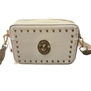 Valentino Orlandi Cream Crossbody Camera Bag with Gold Accents NWT